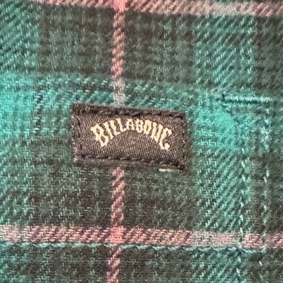 Billabong Teal and Red Plaid Casual Shirt - Picture 3 of 5